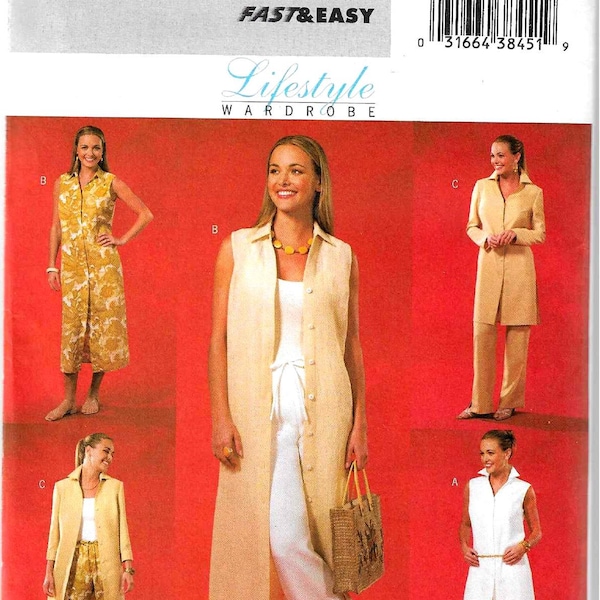 Butterick 4239    Misses/Petites Jacket, Duster or Dress, Pants  Size 8,10,12   UNCUT