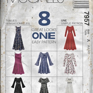 McCall&#39;s  7957  Misses Dress in Two Lengths and Multiple Styles   Size 6– 10 or Size 8– 12     Uncut