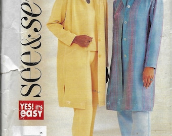 Butterick 3813  Misses/Petites  Long Shirt, Top and Pants     Size 8,10,12  or  Size 14,16,18,  Uncut