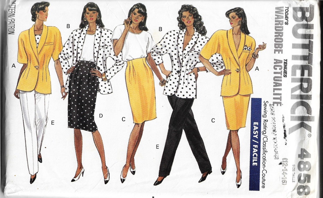 Butterick 4858 Misses Jacket, Top, Skirt and Pants Size 12,14,16 Uncut ...