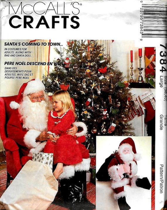 McCall s 7384 Santa Clause Costume Bag and Doll Size 38 40 Uncut
