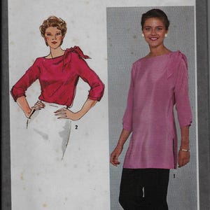 May include: Simplicity 9742 sewing pattern. The pattern features illustrations of a pink top with a bow detail and a tunic-style top. The size is 14 Miss. The Simplicity logo and pattern number 9742 are displayed at the top.
