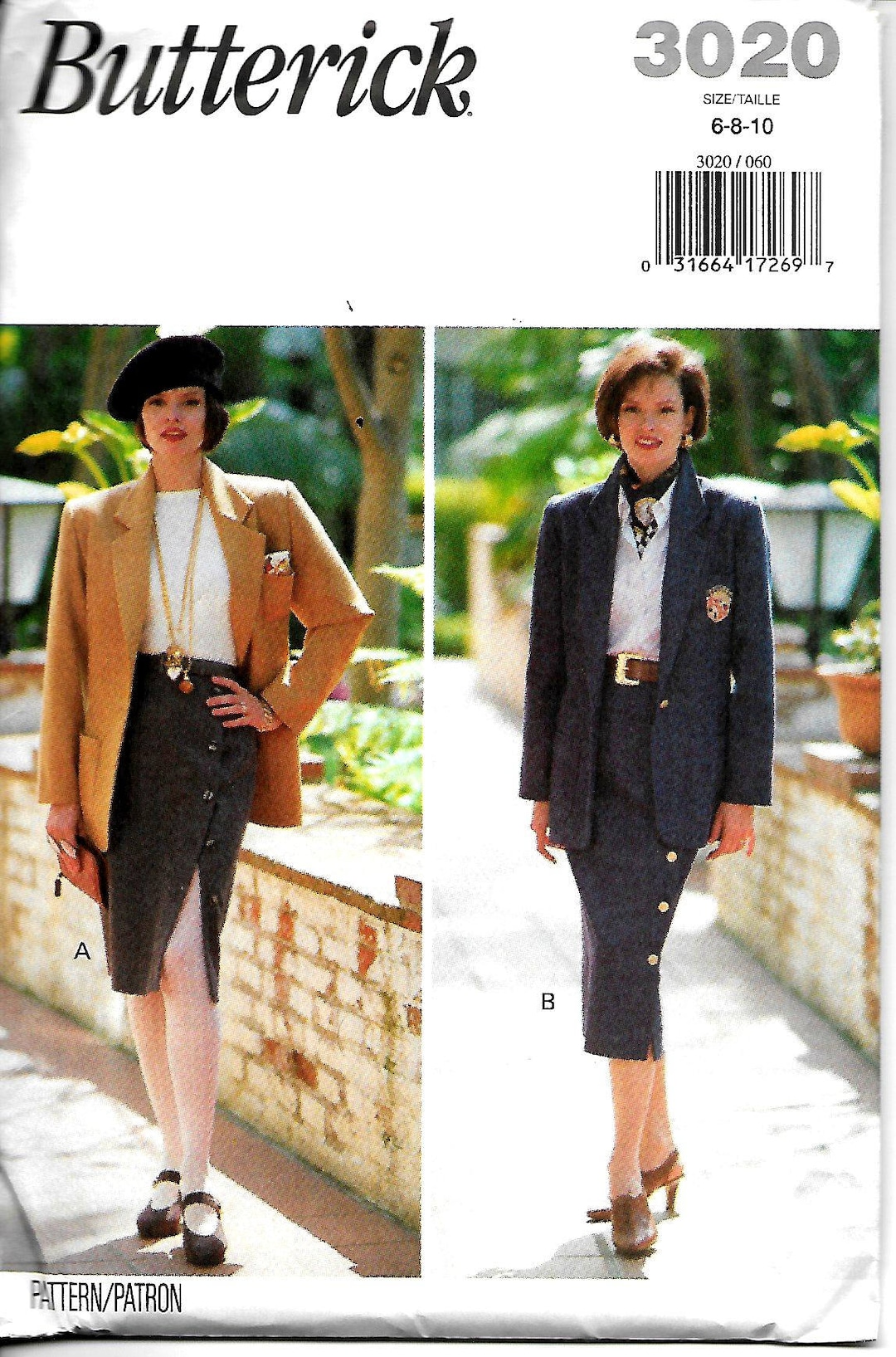 Butterick 3020 Misses Jacket and Skirt Size 6,8,10 or 12,14,16 Uncut - Etsy