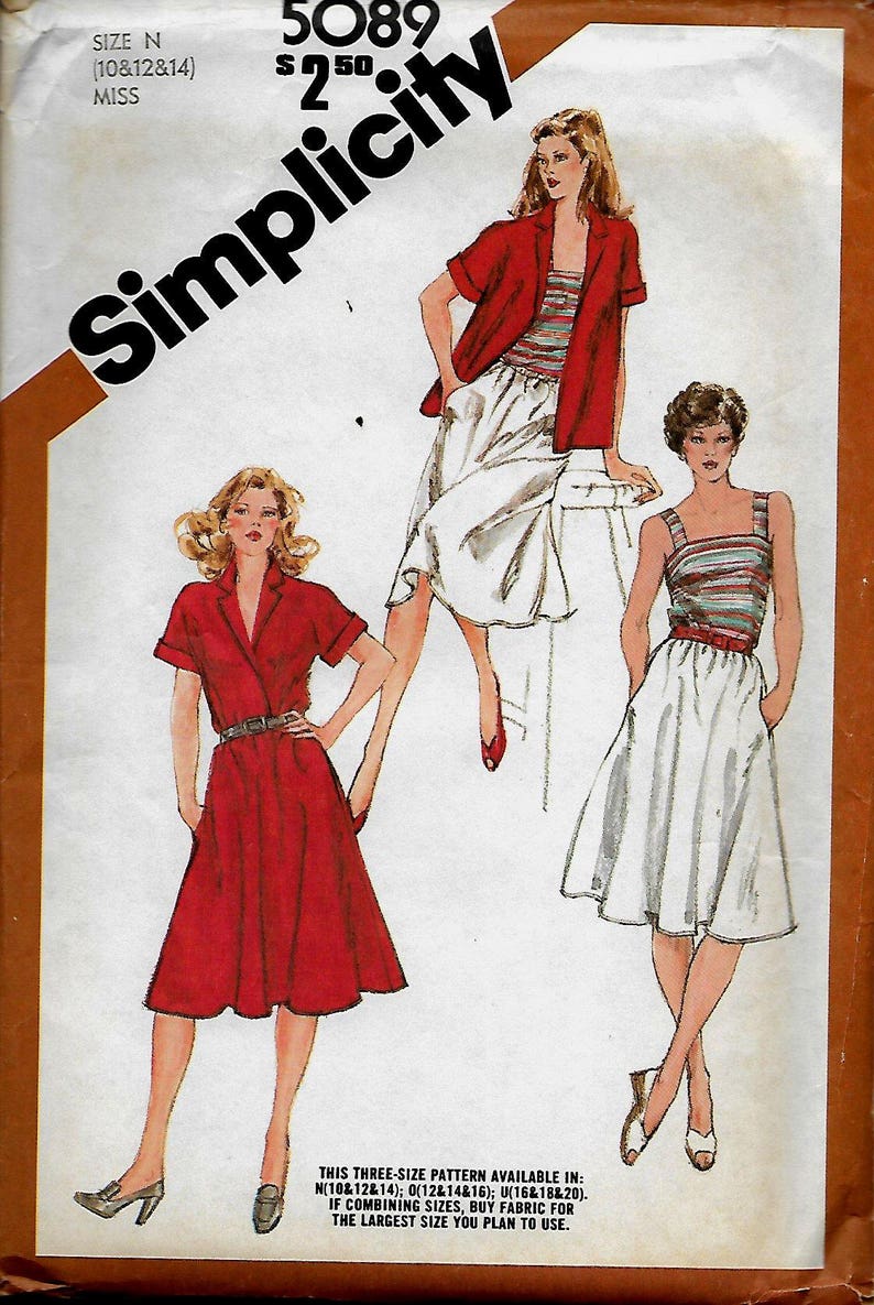 Camisole and Pull-On Skirt Size 10-14 Uncut Simplicity 5089 Misses Shirt