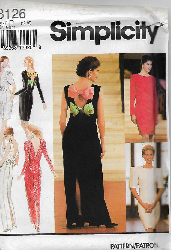 misses a line dresses Simplicity 8126 Misses in Line Dress Evening-wear, Cocktail dress, Wedding,  From Size 12-16 Uncut