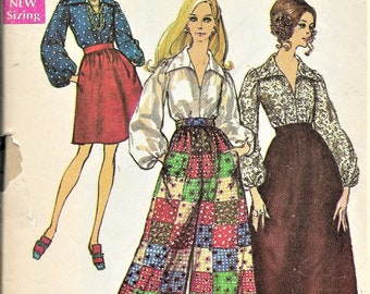 or  Size 12       C1969 Pants and Blouse Pattern     Size 8 Simplicity 8550      Misses  Vintage Skirt