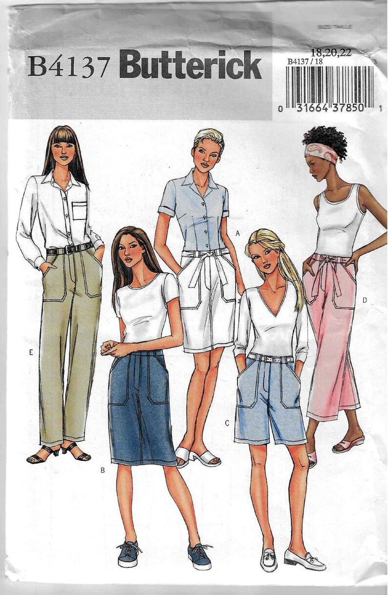 Butterick 4137 Misses/petites Skirts, Shorts, Pants and Belt Size 6,8 ...
