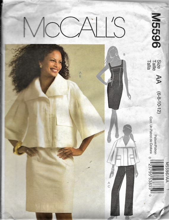 McCall's 5596 Misses Lined Jacket, Dress and Pants Size 6,8,10,12 UNCUT