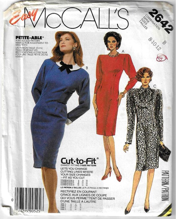 Mccall's 2642 Misses Vintage Straight Dress Size 8,10,12 Uncut - Etsy