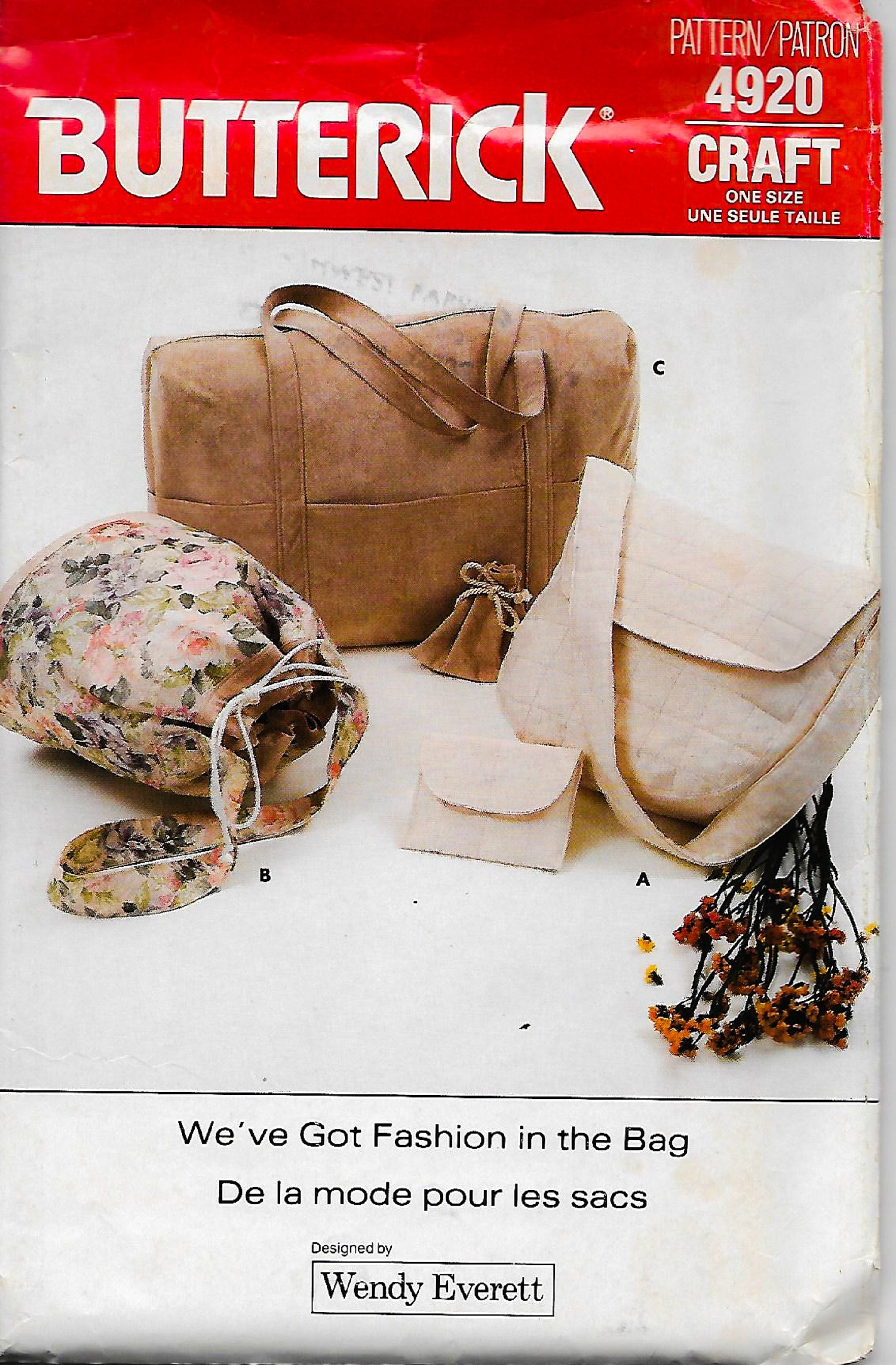 Butterick 4920    Misses  "Handbags "   Pattern    Uncut