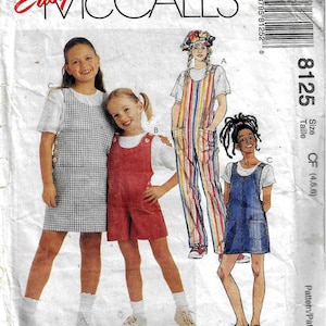 McCall's 8125  Children's/Girls Jumpsuit, Romper, Jumper  Size 4,5,6  or Size 10,12,14  UNCUT