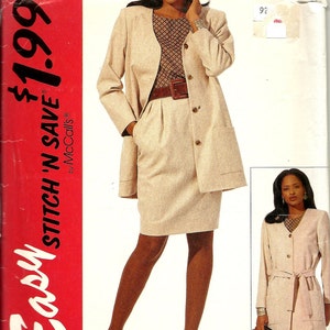 McCalls 7210   EASY &quot;Stitch and Save&quot;  Misses Jacket, Skirt, Top and Sash, Size 10-16 UNCUT