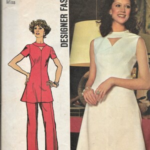 Simplicity 5009      Misses Vintage Dress or Tunic and Pants Pattern      Size 10   C1970