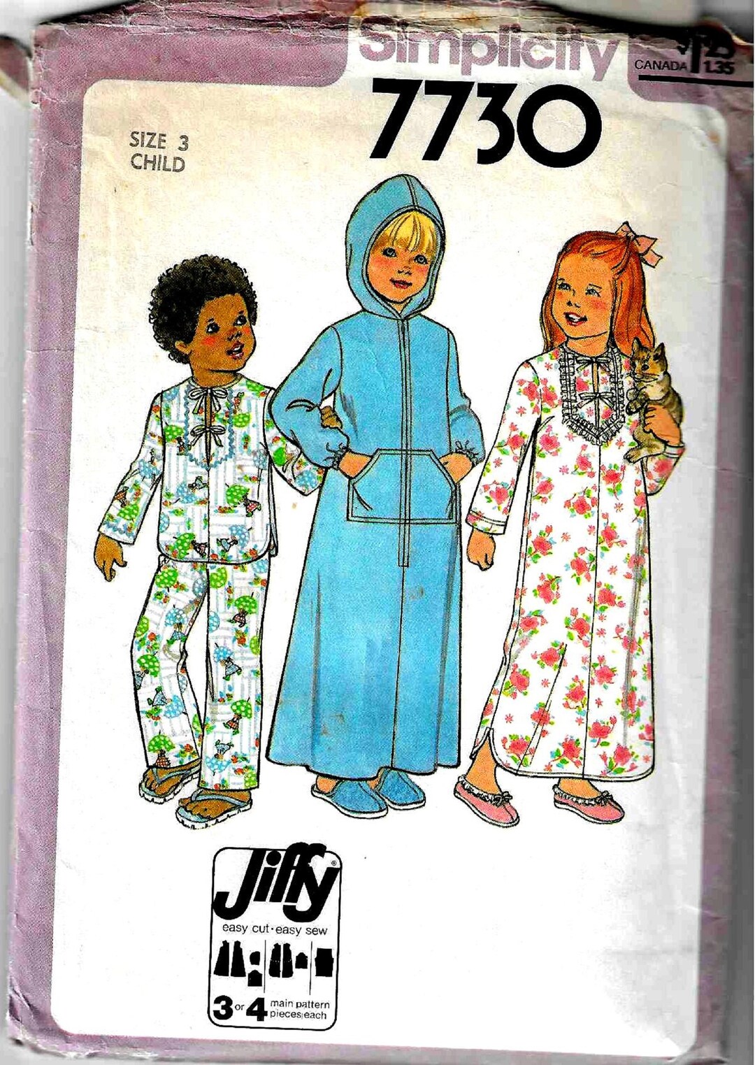 Simplicity 7730 Child's/toddlers Vintage Pajamas, Nightgown, Hooded ...