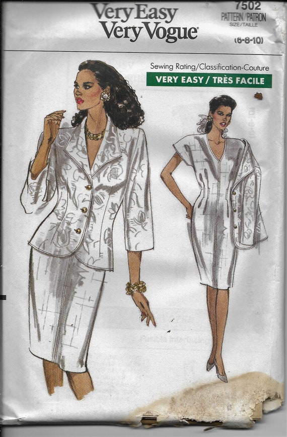 Buy Vogue 7502 Misses/petite Jacket and Fitted Dress Size 6,8,10