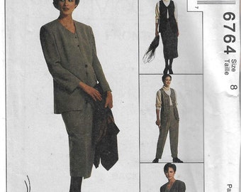 McCall's 6764  Misses Lined Jacket, Lined Vest , Skirt, Pants  Size 8    UNCUT