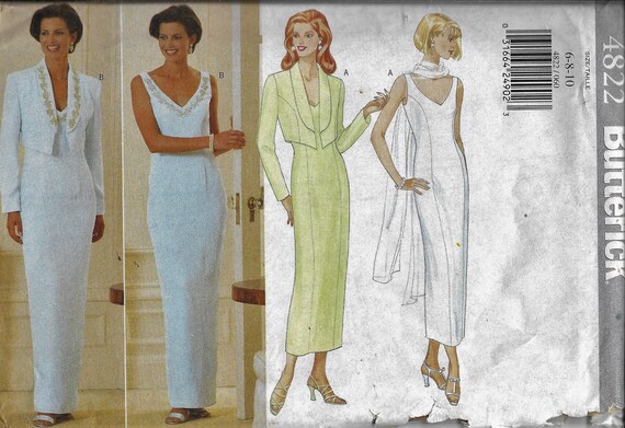 Butterick 4822 Misses/women's Lined Jacket and Dress, Evening Wear Size  6-10 Uncut - Etsy