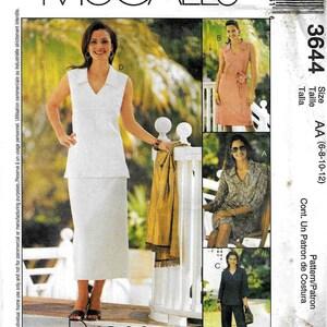 McCall&#39;s  3644    Misses /Petites Dresses, Tops, Pants, Skirt and optional Tie belt   UNCUT