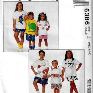 McCall&#39;s 6386  Children&#39;s Boys/Girls T-Shirt, Shorts Size Xsm-Sml  Size med,lrg   UNCUT