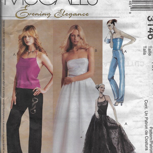 McCall's "Evening Elegance"  3146       Wedding, Bridesmaids, Evening Pants, Skirt, Top      Size 4,6,8       Uncut