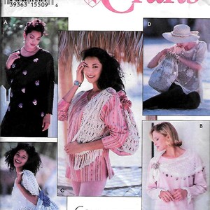 Simplicity 9034           Misses Crafty Crochet Look Tops  and One Size Bag       Size Xsm-Xlg     Uncut