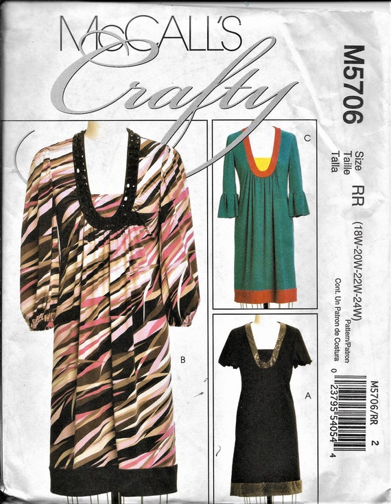 Mccall's 5706 Misses/women's Very Loose-fitting Pull-over Dresses Size  8,10,12,14,16 Uncut - Etsy