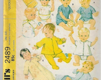 McCall's  2489   Infants Vintage Outfits Size Nb-3 mos   Cut