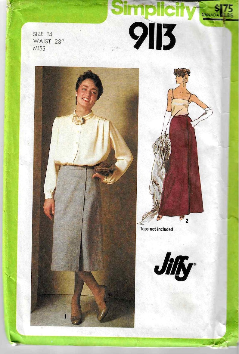 Simplicity 9113 Misses Vintage Front-wrap Skirt in Two Lengths Size 14 ...