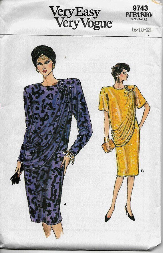 Vogue 9743 Misses Dress Size 8,10,12 Uncut C1986 - Etsy