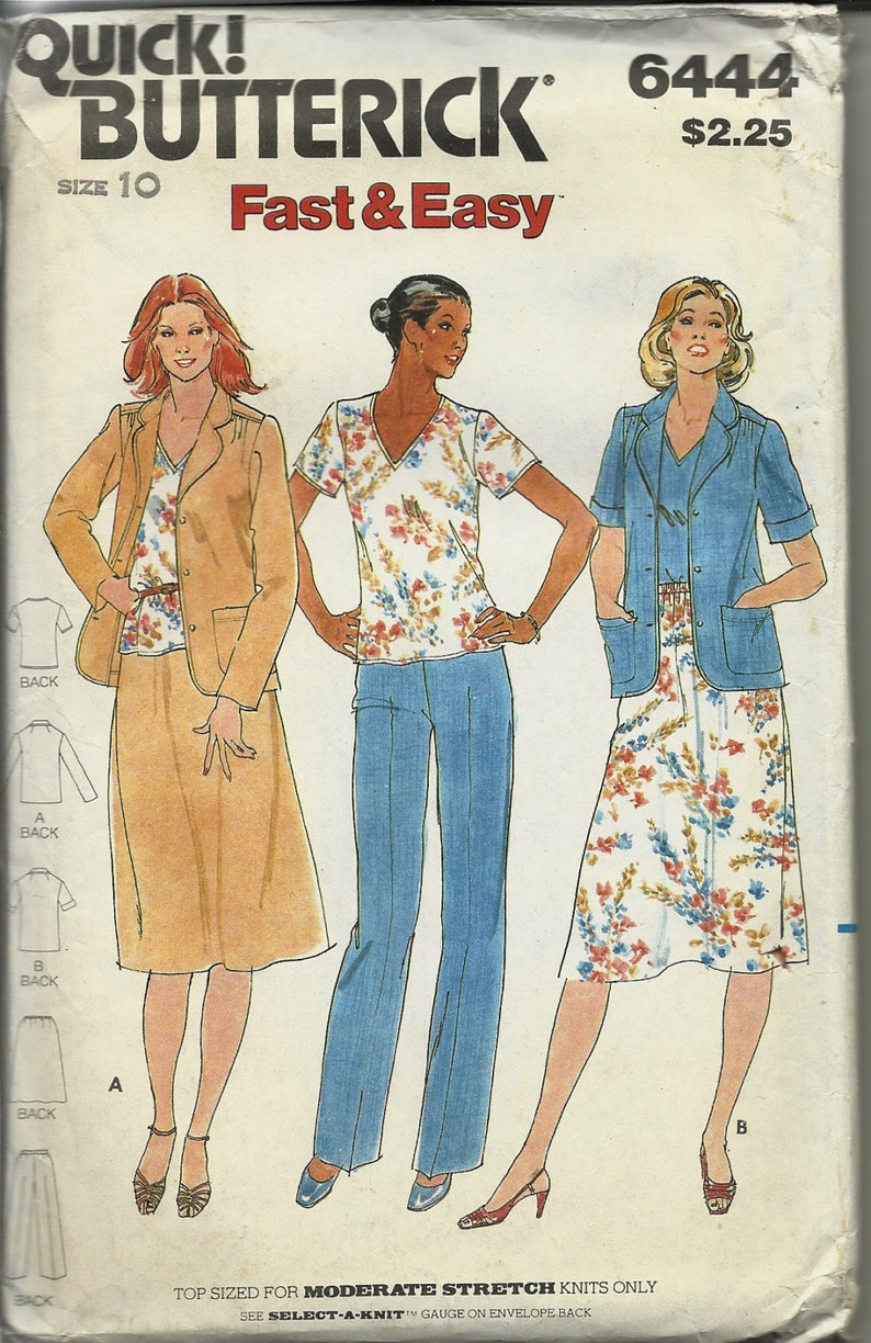 Pants Top Skirt Size 10 Uncut Butterick 6444 Misses Jacket
