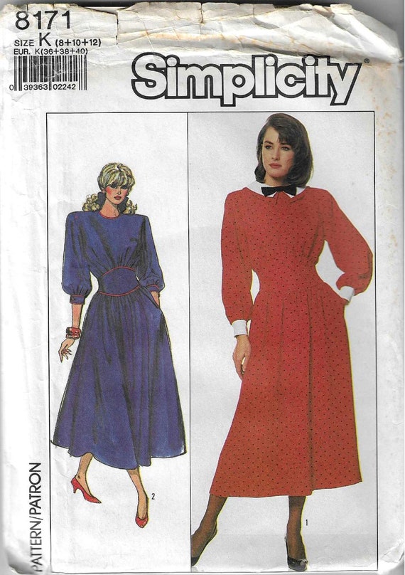 Simplicity 8171 Misses Semi-fitted Dress Size 8,10,12 UNCUT - Etsy