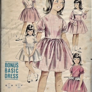 Butterick 3345  Girls Basic Dress with Jacket, Peplum, Cummerbund  Vintage Pattern     Size 10