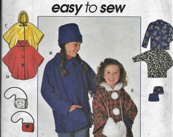 Simplicity 7870 Child's/Girls Jacket, Poncho, Hat, and Muff  Size 7–12,  Uncut