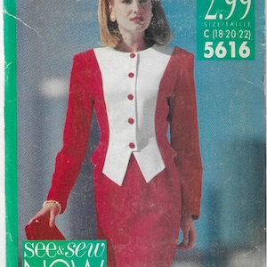 Butterick 5616   Misses/Petites Top and Skirt  Size 18,20,22   UNCUT