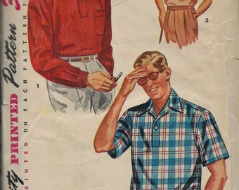 Simplicity 4544      Men's  Vintage Sport Shirt Father and Son Fashion         Size 32 –34