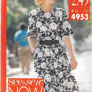 Butterick 4953      Misses Pull-Over Dress     Size 6-14     Uncut