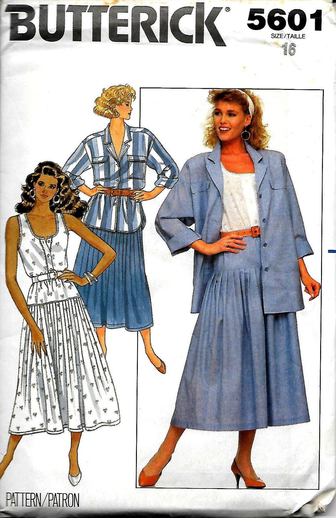 Patron De Couture Vintage Butterick 6760 - Robe Chemise Taille Basse Avec Jupe Plissée