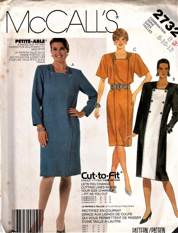 McCall's 2732 Misses Loose-Fitting Dress Size 8,10,12 or Size 10,12,14 or  Size 16,18,20 Uncut