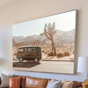 Vintage Van Metallic Print: Joshua Tree Desert Photography