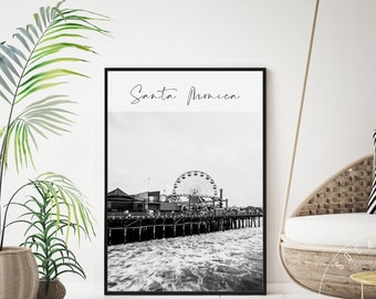 Santa Monica Pier Print, beach photo, beach print, coastal print, Los Angeles, California, seaside, beach decor, boho beach print