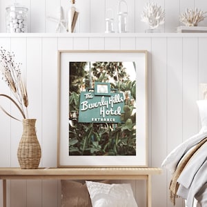 Beverly Hills Hotel Print, Entrance Sign to Beverly Hills Hotel, Gift For Bridesmaid, California Home Decor, Banana Leaves Print, Gift