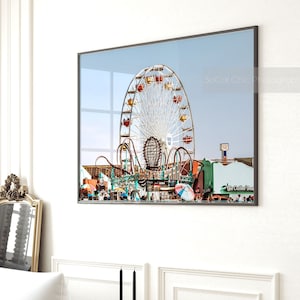 Santa Monica Pier, Pacific Park, Beach Decor, California Print, Ocean Decor, Los Angeles, Nursery Print, Carnival Print, Coastal Decor