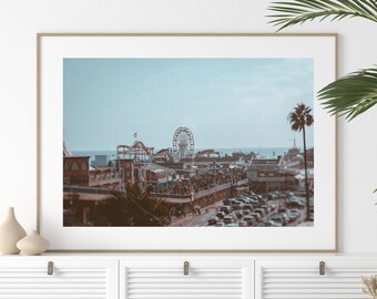 Santa Monica Pier, Beach Photography, Beach Print, Beach Decor, California, Beach Decor, Coastal Print, Los Angeles, Southern California