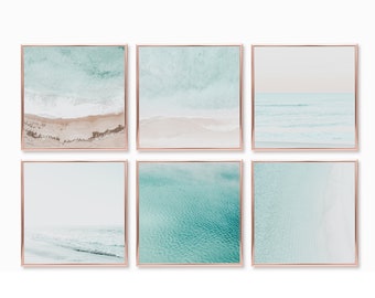 California Beach Prints, Set of 6, Surf Print, California Prints, Mint Beaches, Surfer Art, Surf Wall Art, Coastal Decor, Surf Decor