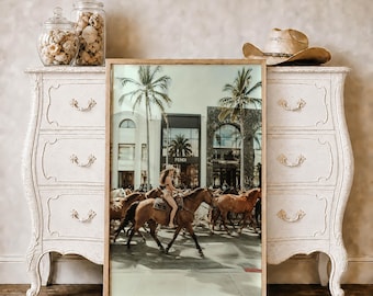 Rodeo Drive Cowgirl Poster Beverly Hills Horse Photography Western Wall Art