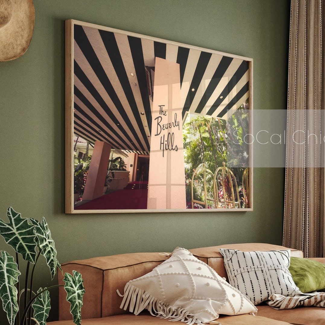 Beverly Hills Hotel, Vintage Hotel Print, Los Angeles, Beverly Hills, California, Beverly Hills Print, Famous Walkway, Hollywood, fine art