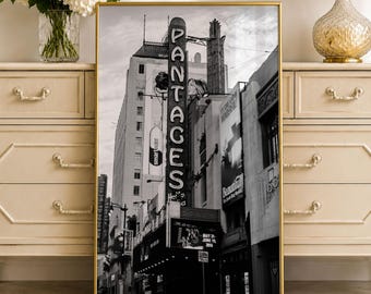 Hollywood Pantages Theatre Poster Black And White Los Angeles Wall Art