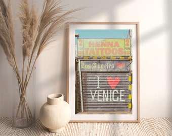 Venice Beach, I Love Venice, California, Beach Decor, Seaside Photography, Los Angeles, Venice Beach Wall Art, Boho Print, Retro Print