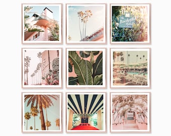 Set of 9 Beverly Hills 5x5 Prints, Gift For Her, Beverly Hills Photos, California Photography, Boho Wall Decor, California Art, Los Angeles