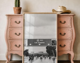 Western Horse Poster Los Angeles Freeway Black And White California Wall Art